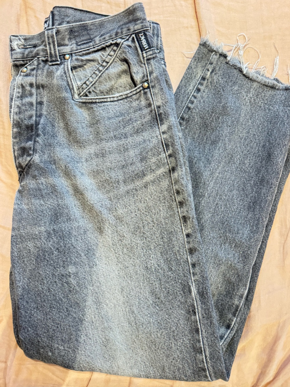 Versace Women's Faded Grey-Blue Relaxed Denim Jeans